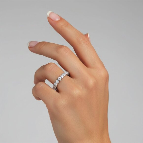 18K White Gold 1.60ct Comfort Fit Eternity Wedding Ring  Romance Diamond 18K White Gold Eternity Ring